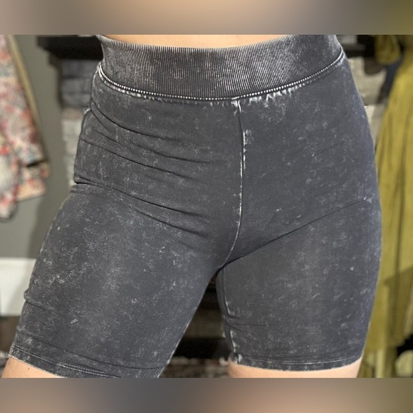Mineral Washed Biker Shorts - Picture 2 of 3